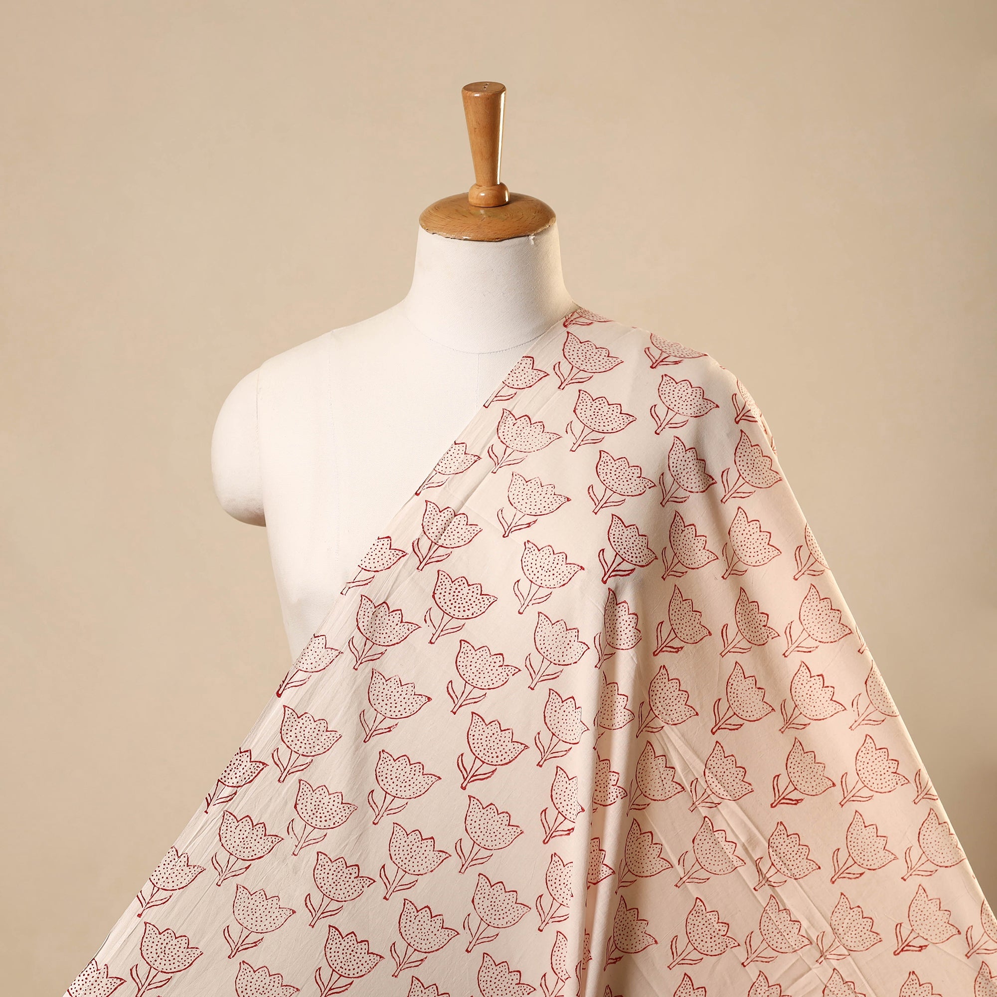 Multicolor Block Print Cotton Sanganeri Fabric