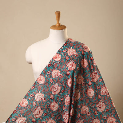 Multicolor Block Print Cotton Sanganeri Fabric
