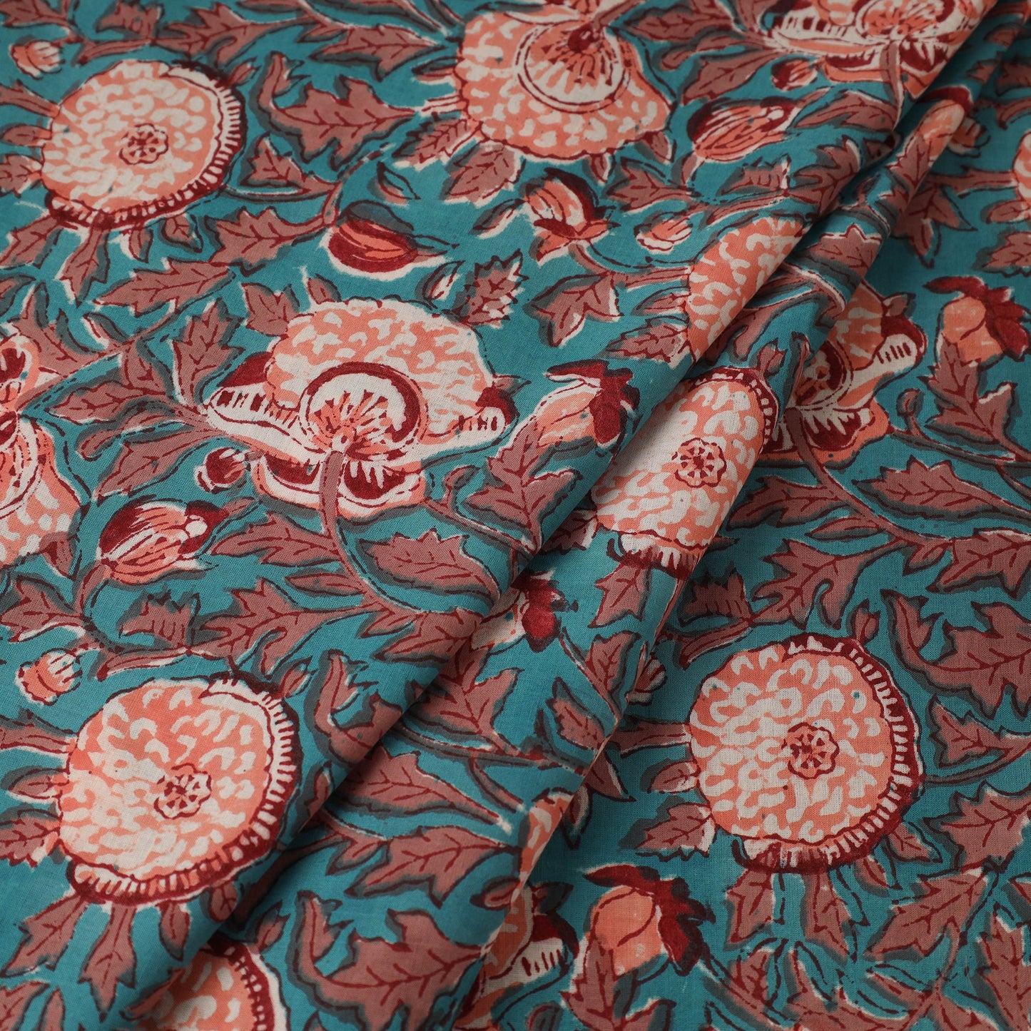 Multicolor Block Print Cotton Sanganeri Fabric