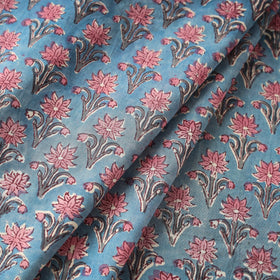 Multicolor Block Print Cotton Sanganeri Fabric