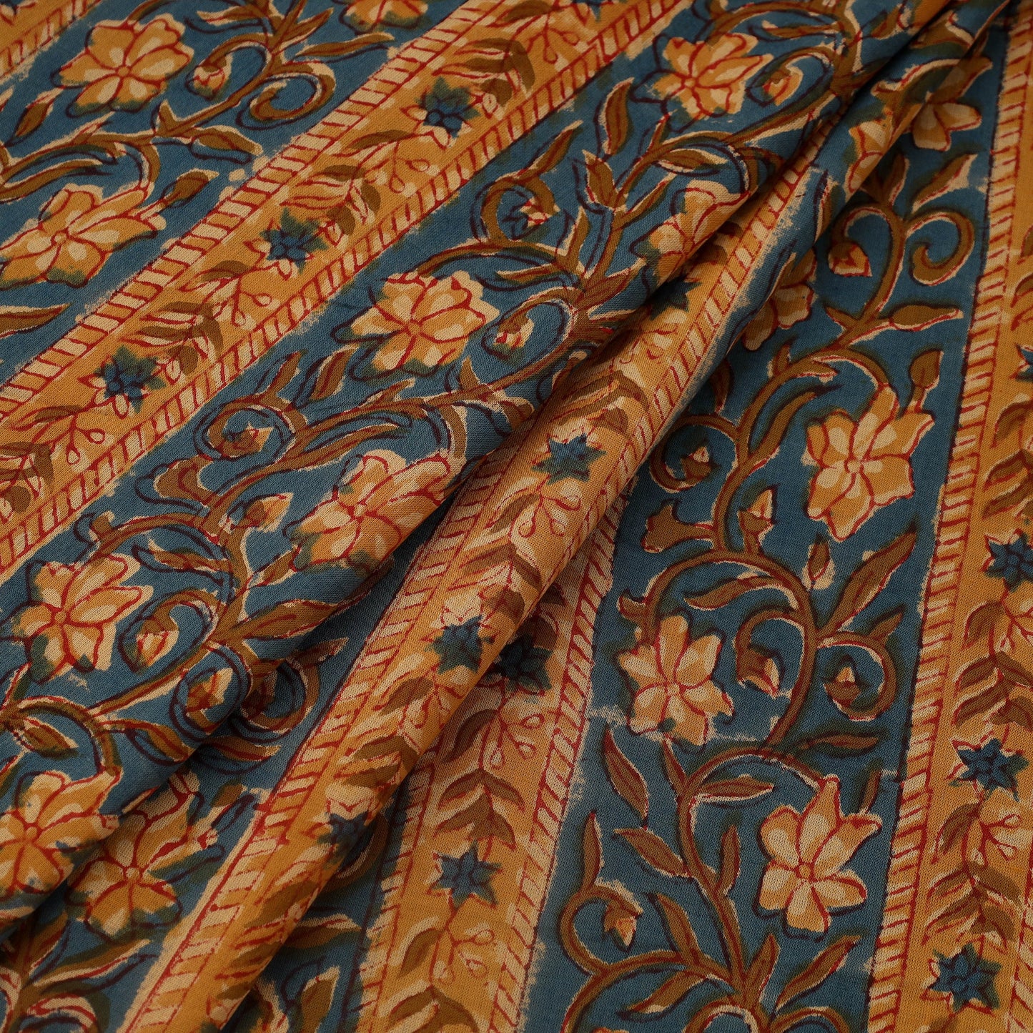  Multicolor Block Print Cotton Sanganeri Fabric
