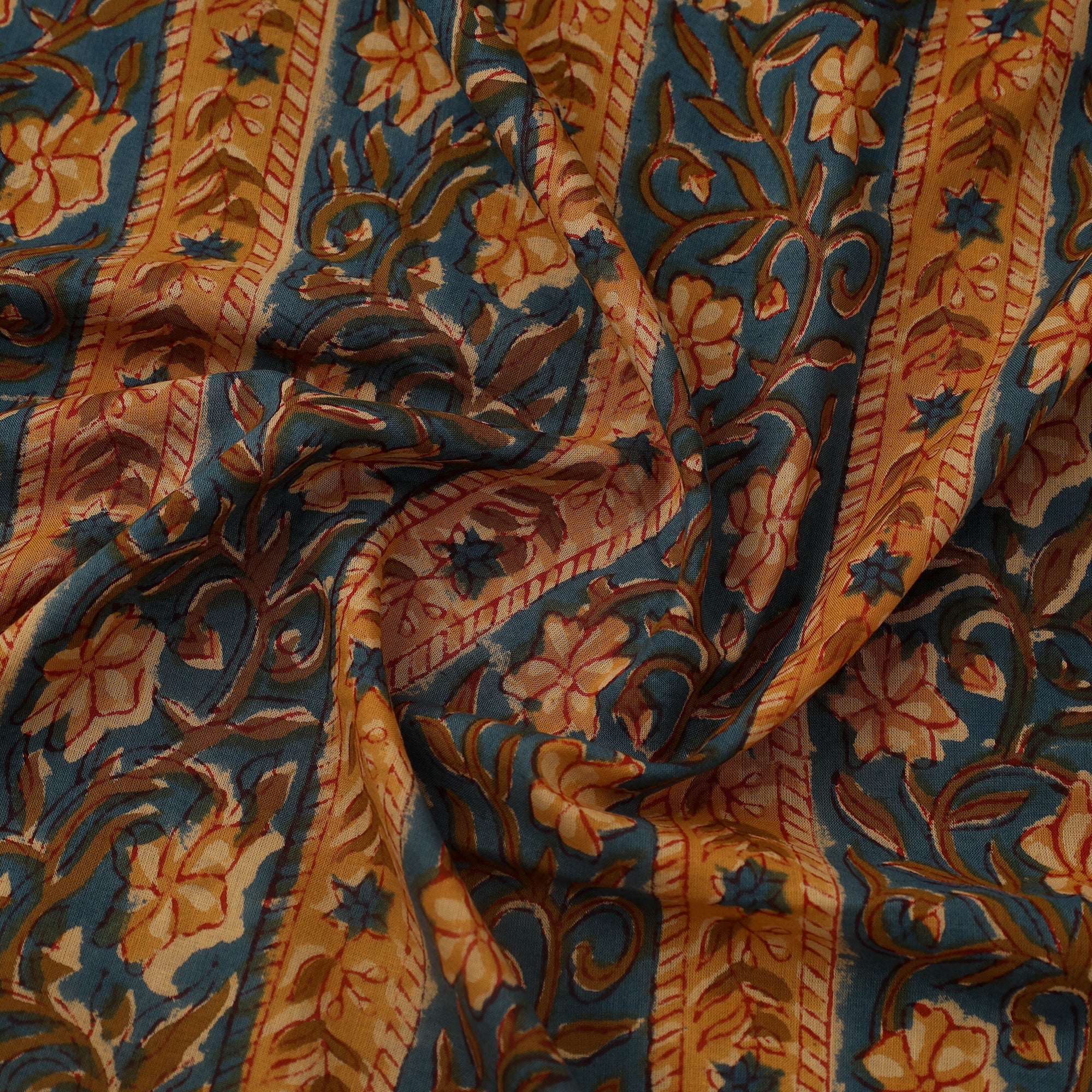 Multicolor Block Print Cotton Sanganeri Fabric