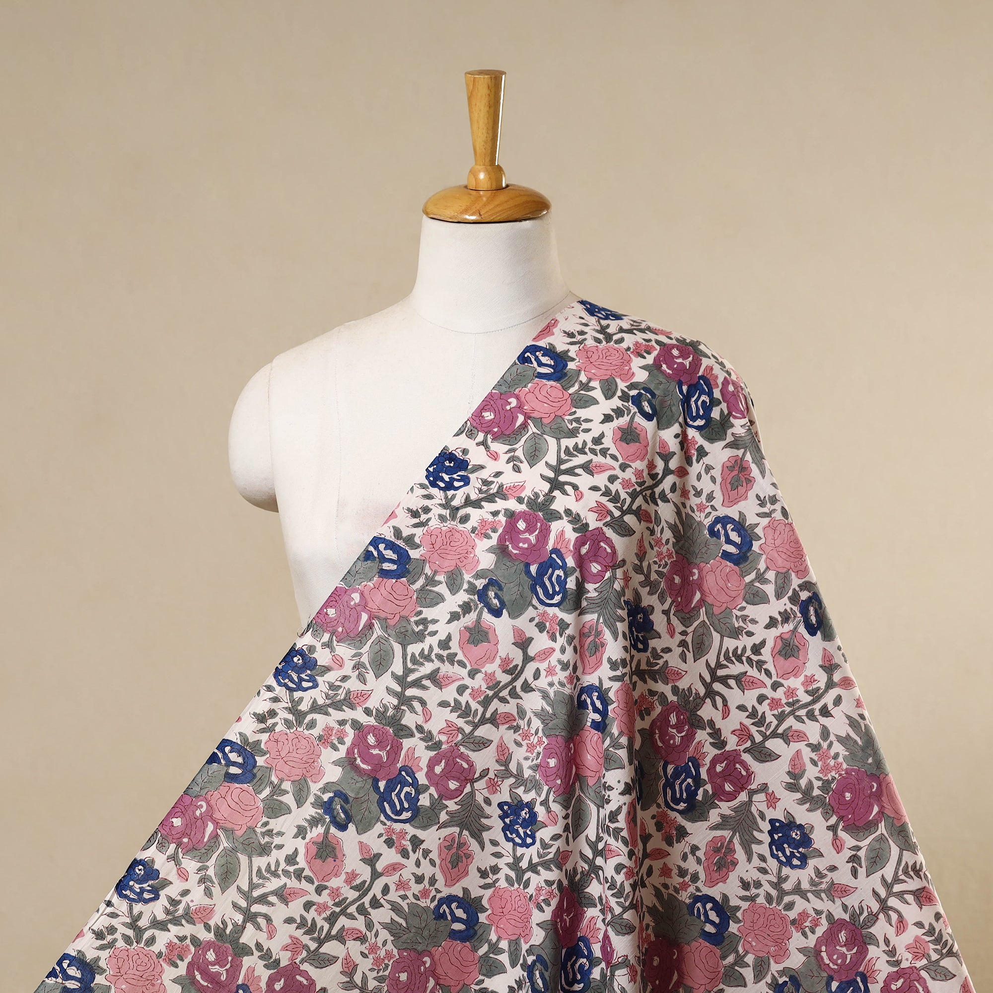 Multicolor - cotton sanganeri fabric 38 - handcrafted