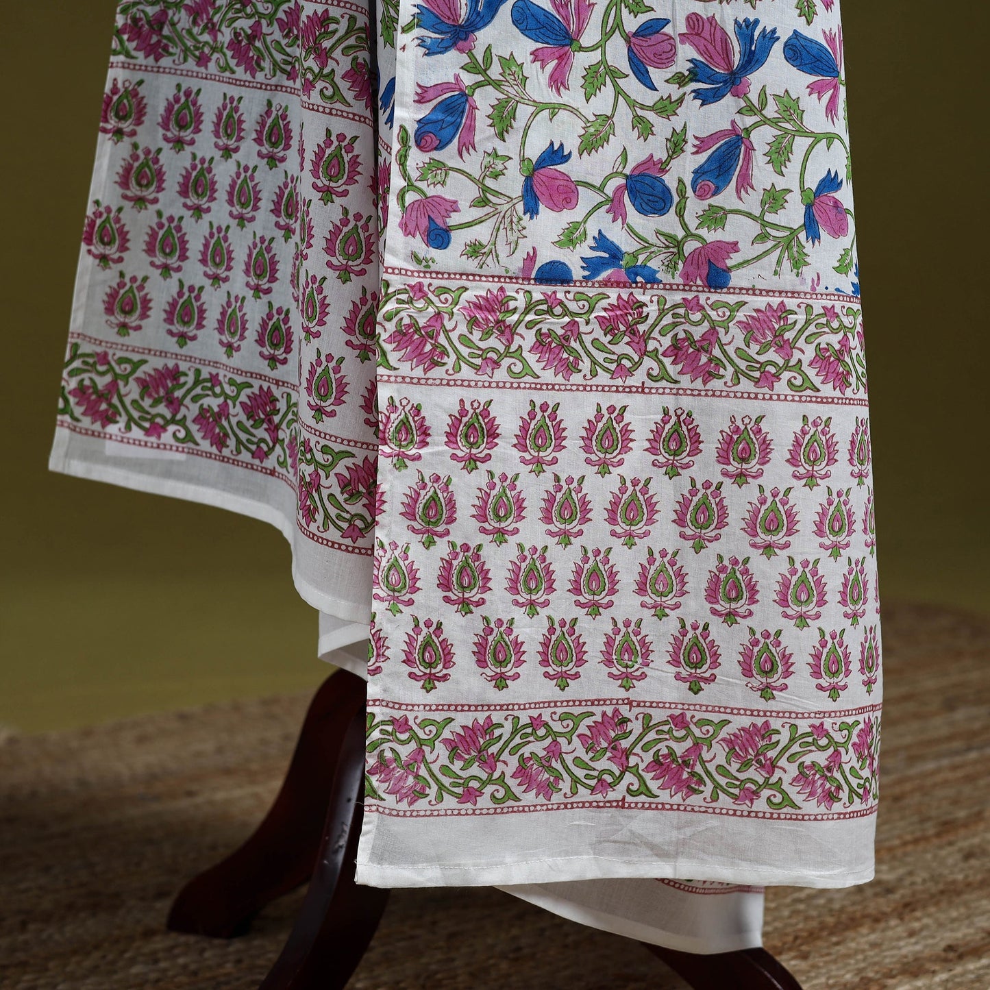 Cotton sanganeri floral dupatta 03 - handcrafted