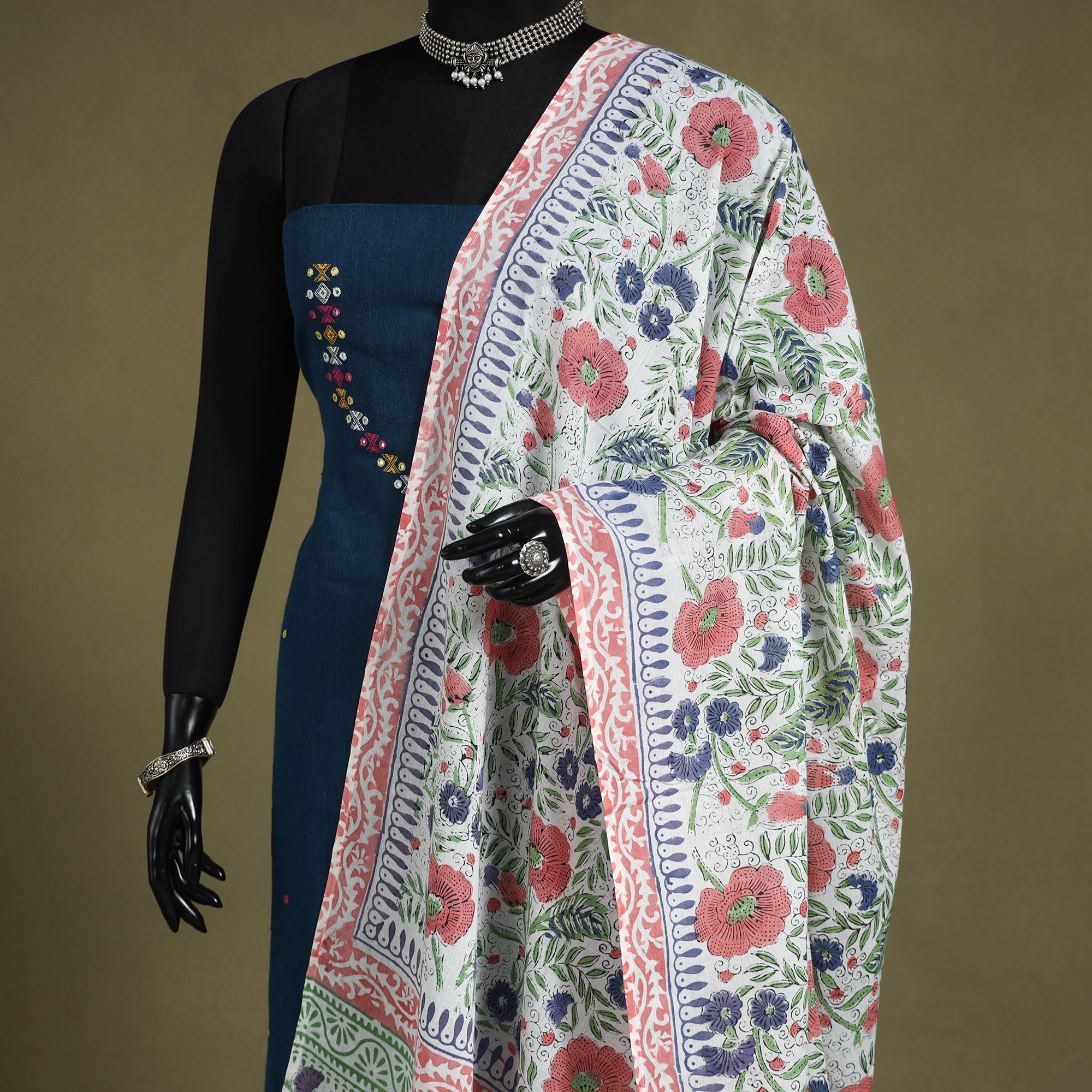 Multicolor - cotton sanganeri floral dupatta 15