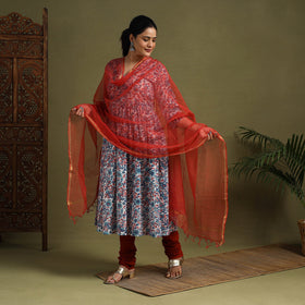  Multicolor Block Print Cotton Sanganeri Kurta Set (Set of 3)