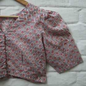 Buy Multicolor Block Print Cotton Sanganeri Stitched Blouse