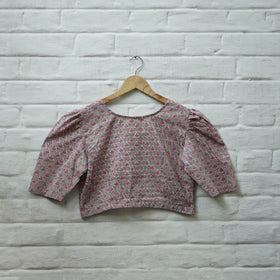 Buy Multicolor Block Print Cotton Sanganeri Stitched Blouse