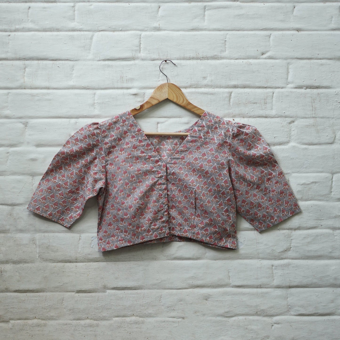 Buy Multicolor Block Print Cotton Sanganeri Stitched Blouse