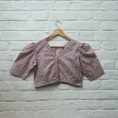 Buy Multicolor Block Print Cotton Sanganeri Stitched Blouse