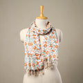 Multicolor Block Print Cotton Sanganeri Stole with Tassels