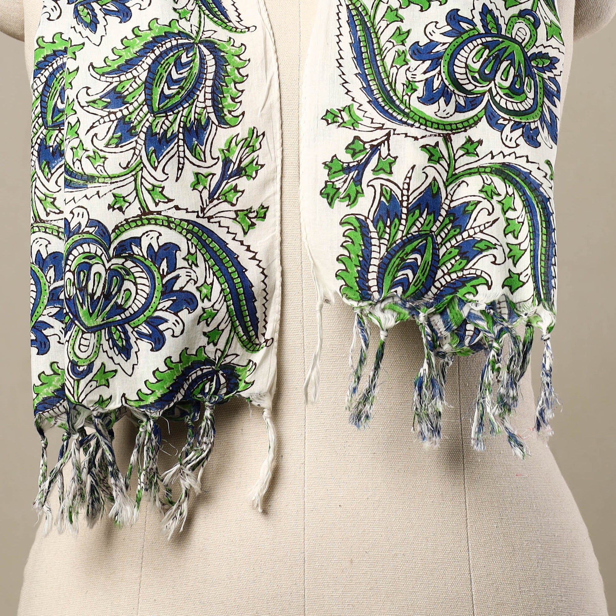 Multicolor - cotton sanganeri stole with tassels 135