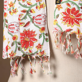 Multicolor - cotton sanganeri stole with tassels 16