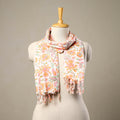 Multicolor Block Print Cotton Sanganeri Stole with Tassels