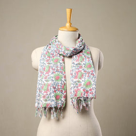 Multicolor - cotton sanganeri stole with tassels 229