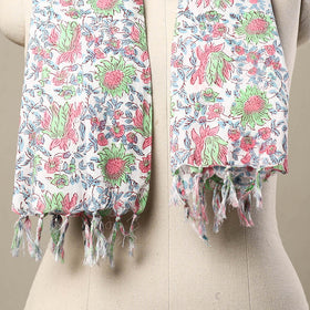 Multicolor - cotton sanganeri stole with tassels 229