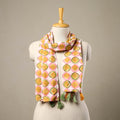 Multicolor Block Print Cotton Sanganeri Stole with Tassels