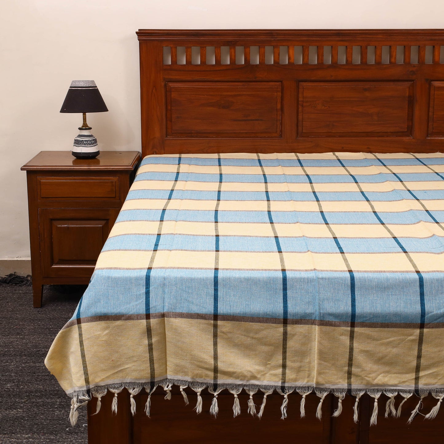 Multicolor - cotton single handloom bed cover (90 x 60 in)
