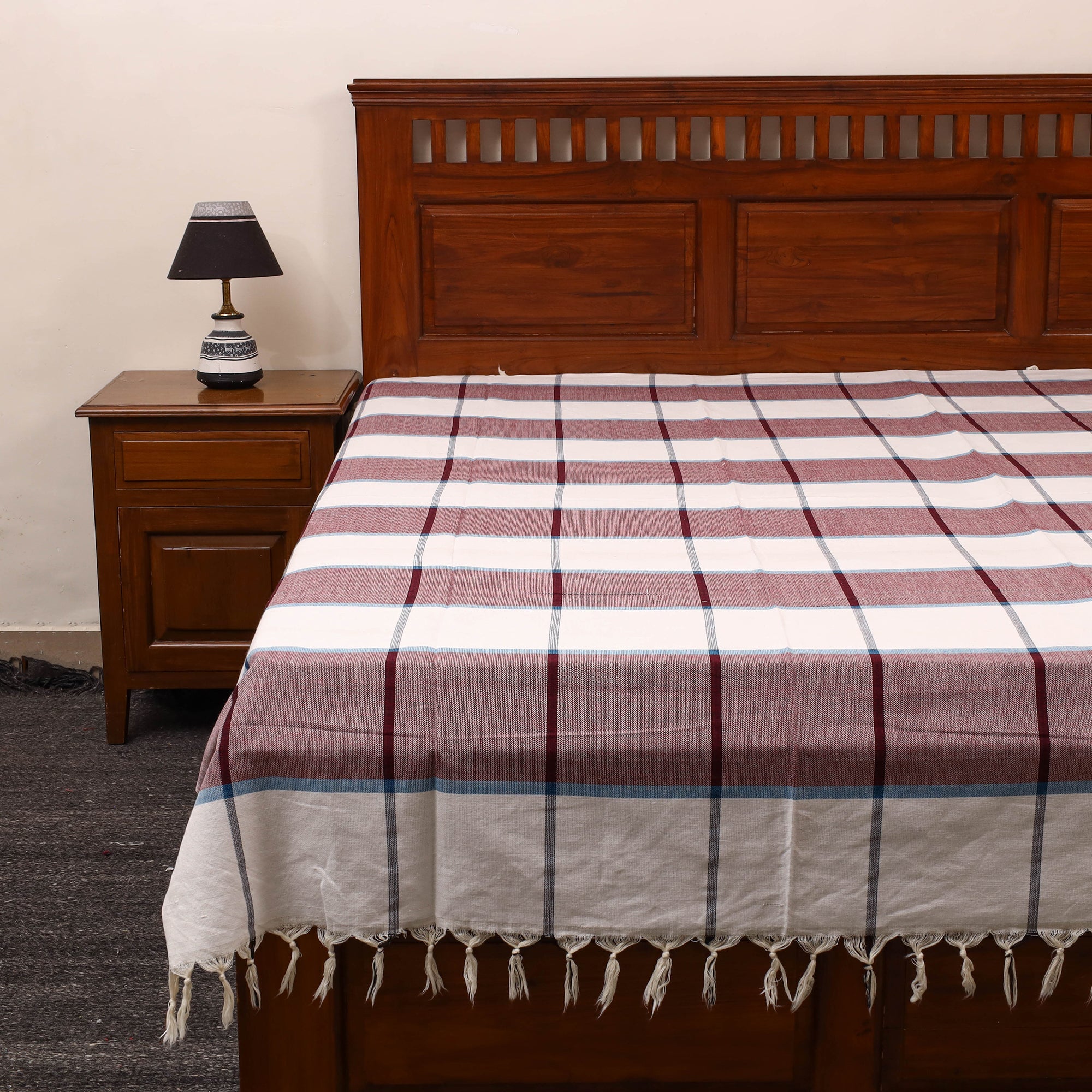 Multicolor - cotton single handloom bed cover (90 x 60 in)