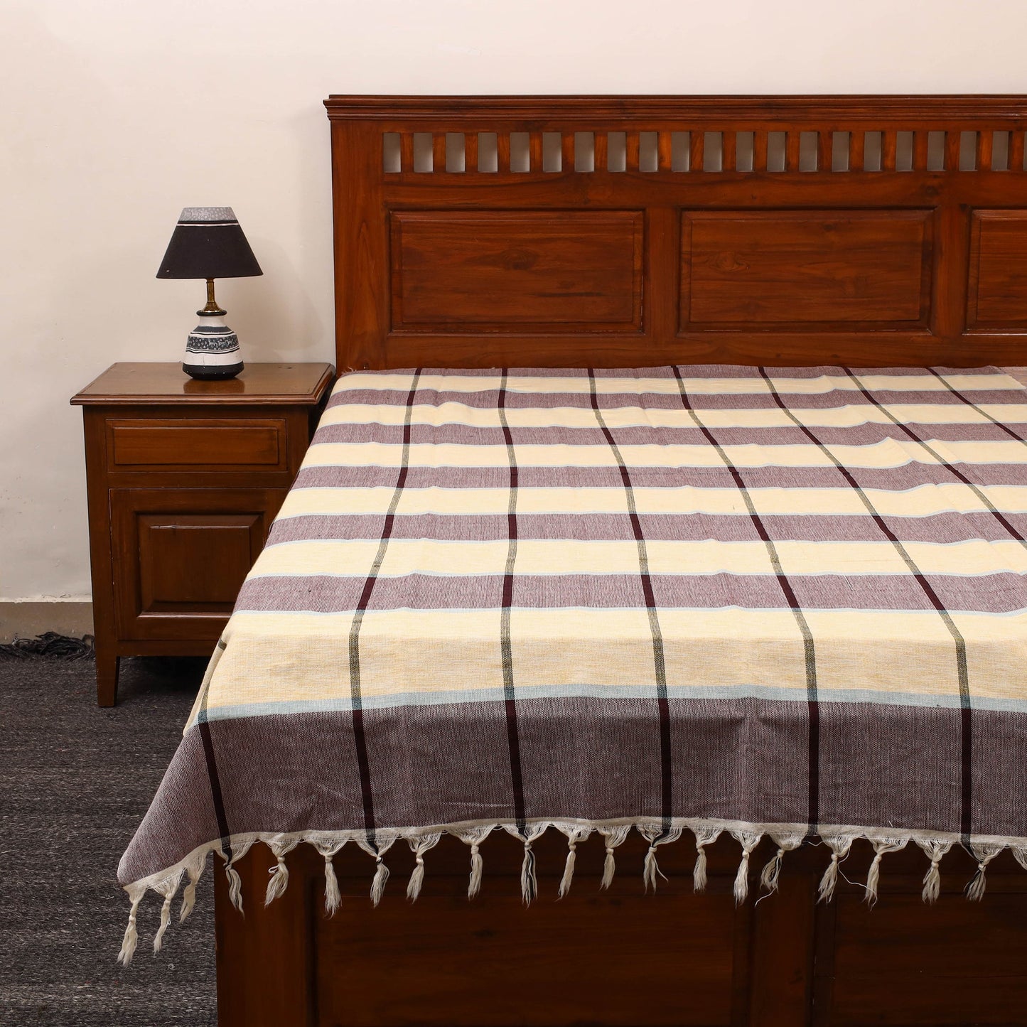 Multicolor - cotton single handloom bed cover (90 x 60 in)