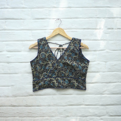 Multicolor Block Print Cotton Stitched Ajrakh Blouse 