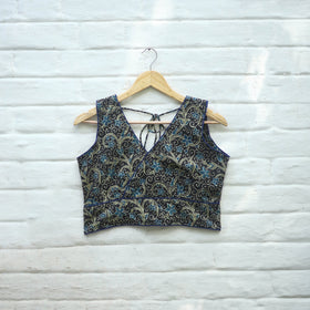 Multicolor Block Print Cotton Stitched Ajrakh Blouse 