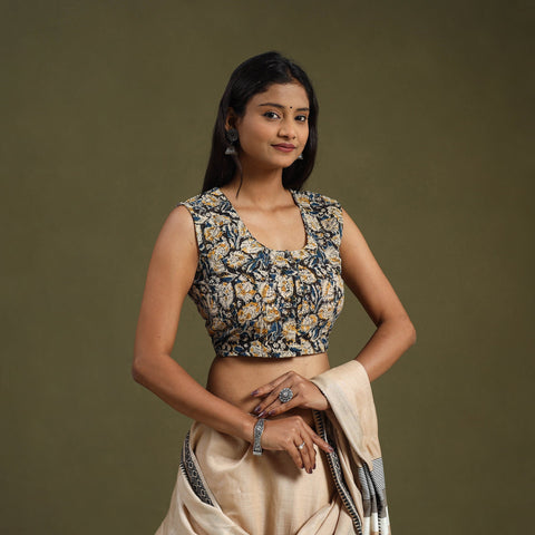 Buy Multicolor Block Print Cotton Stitched Kalamkari Blouse