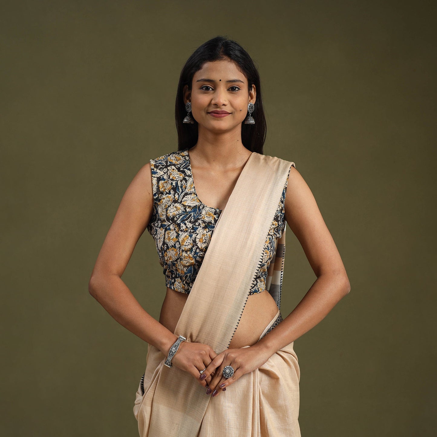 Buy Multicolor Block Print Cotton Stitched Kalamkari Blouse