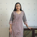 Multicolor Block Print Cotton Straight Bagh Kurta for Women