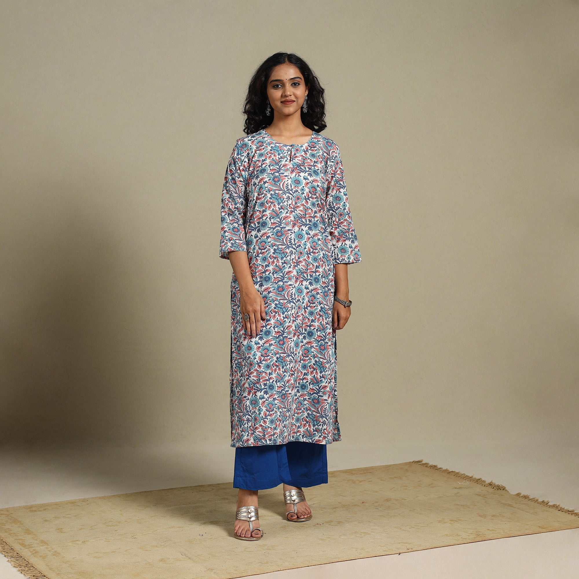 Multicolor - cotton straight sanganeri kurta 08 - s