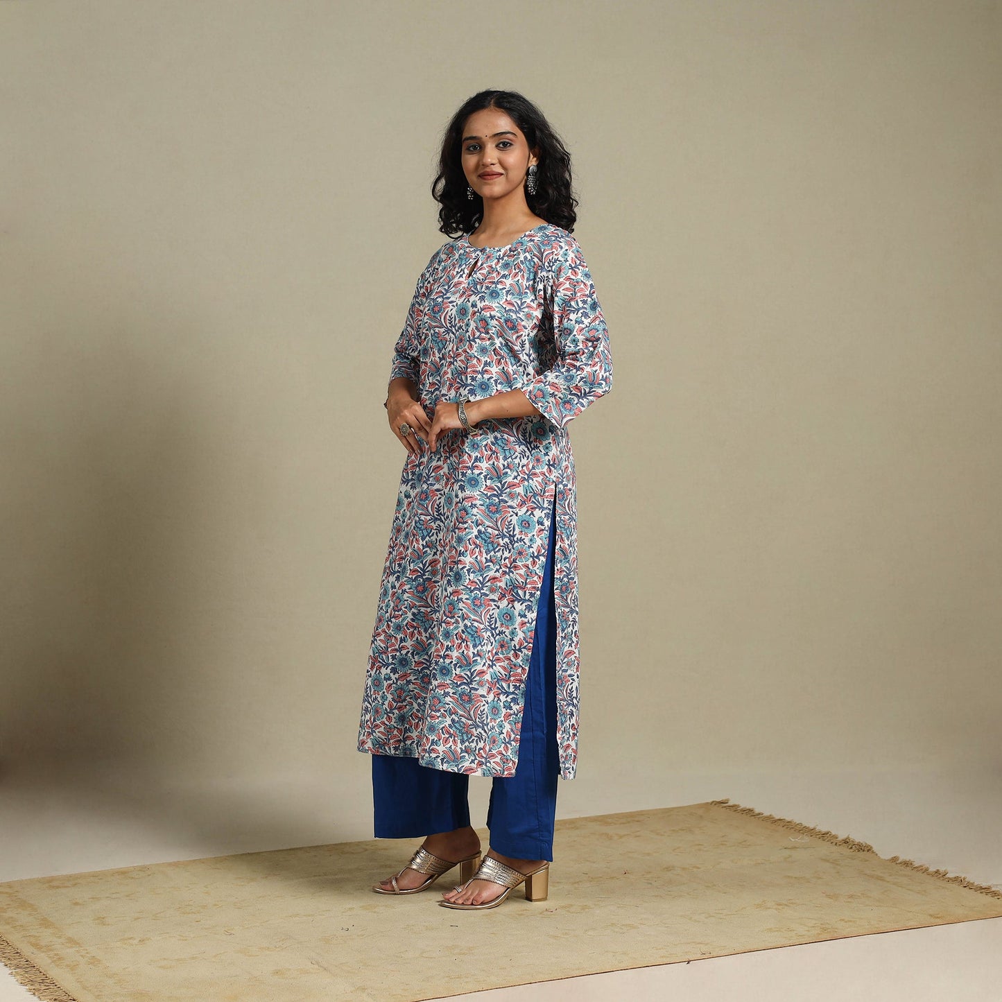 Multicolor - cotton straight sanganeri kurta 08 - s