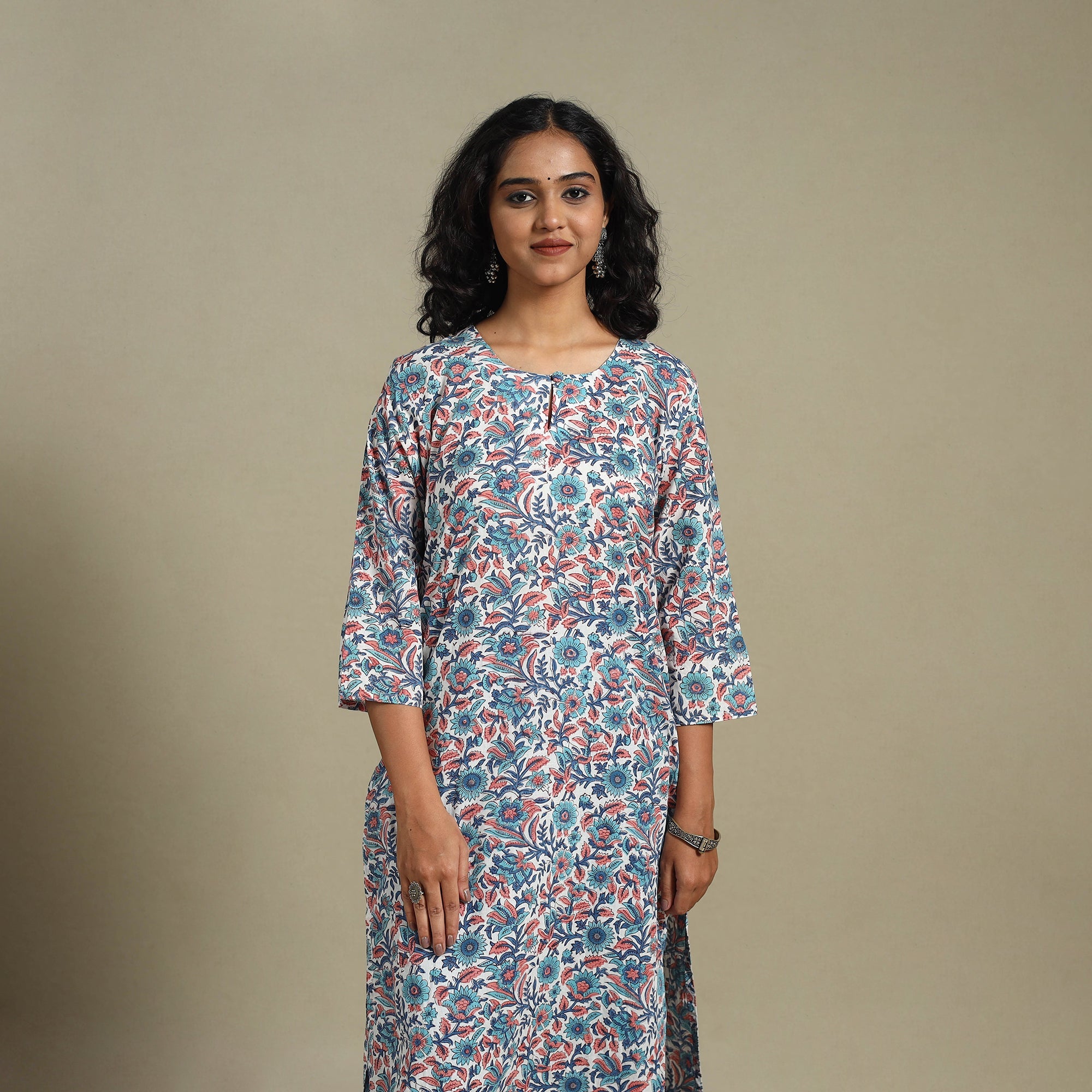 Multicolor - cotton straight sanganeri kurta 08 - s