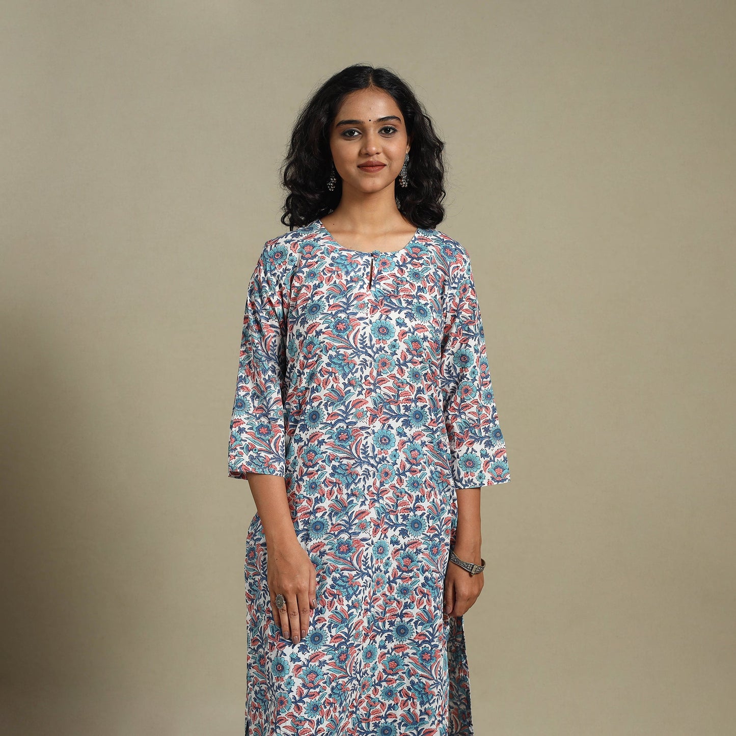 Multicolor - cotton straight sanganeri kurta 08 - s