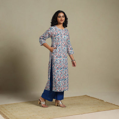 Multicolor - cotton straight sanganeri kurta 08 - s