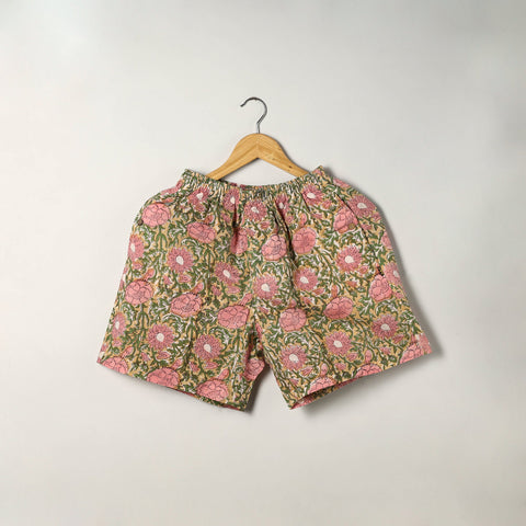 Multicolor Block Print Cotton Unisex Sanganeri Shorts/Boxer
