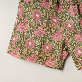 Multicolor Block Print Cotton Unisex Sanganeri Shorts/Boxer