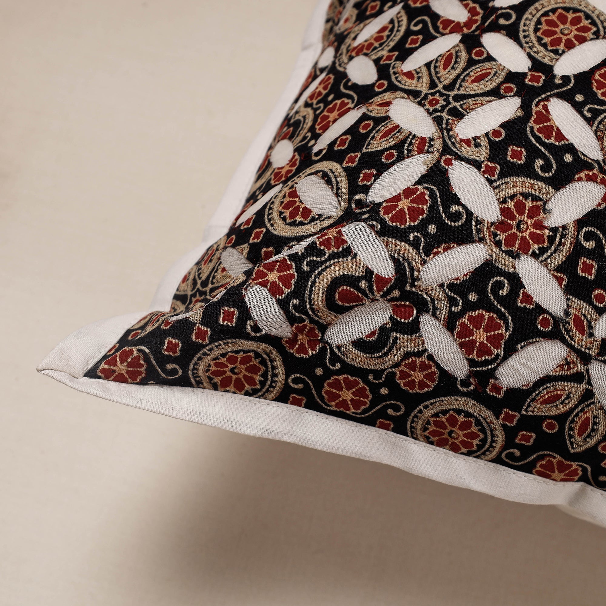 Buy Cutwork Cotton Applique Cushion Cover