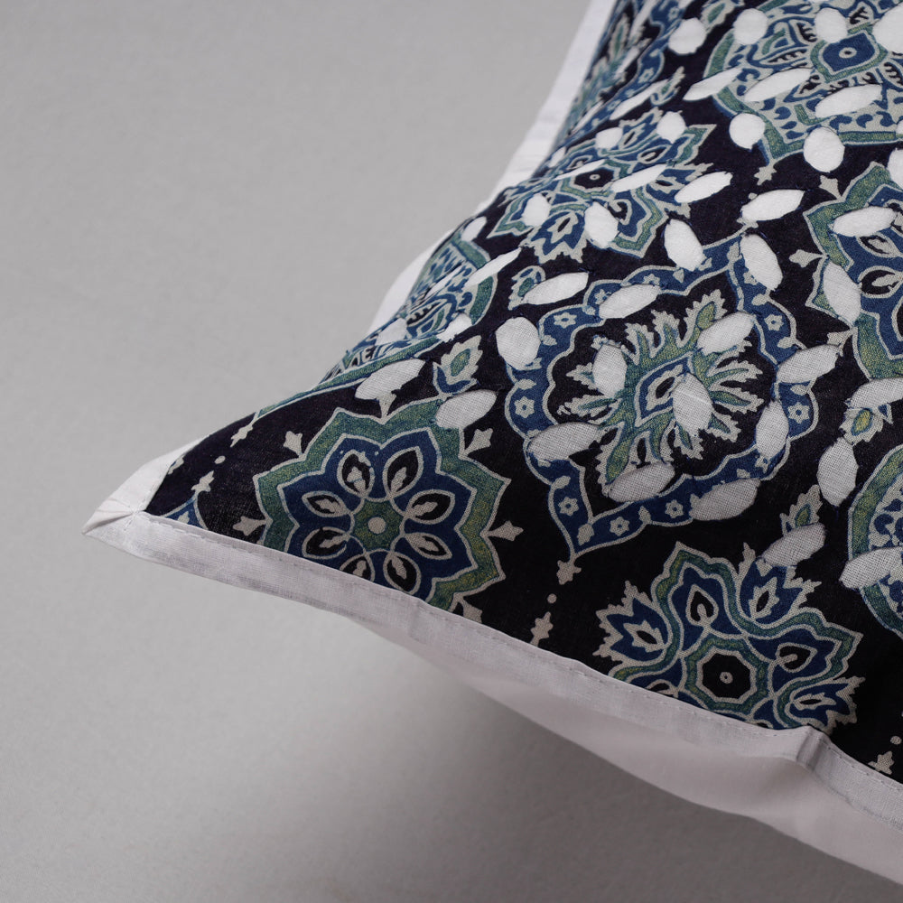 Multicolor - Cutwork Cotton Applique Cushion Cover (16 x 16 in)