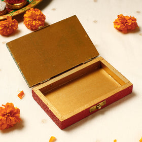 multicolor Decorative Handpainted Wooden Coin Box (5.5 x 3.5 in)