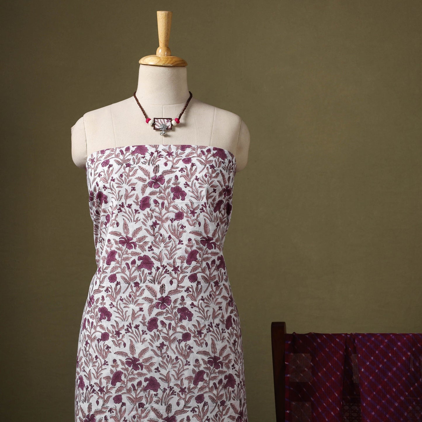 Multicolor - designer! Cotton dress material with jewellery