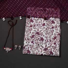 Multicolor - designer! Cotton dress material with jewellery