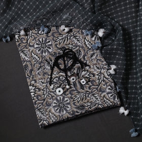 Multicolor Designer! Block Print Cotton Dress Material with Jewellery Set