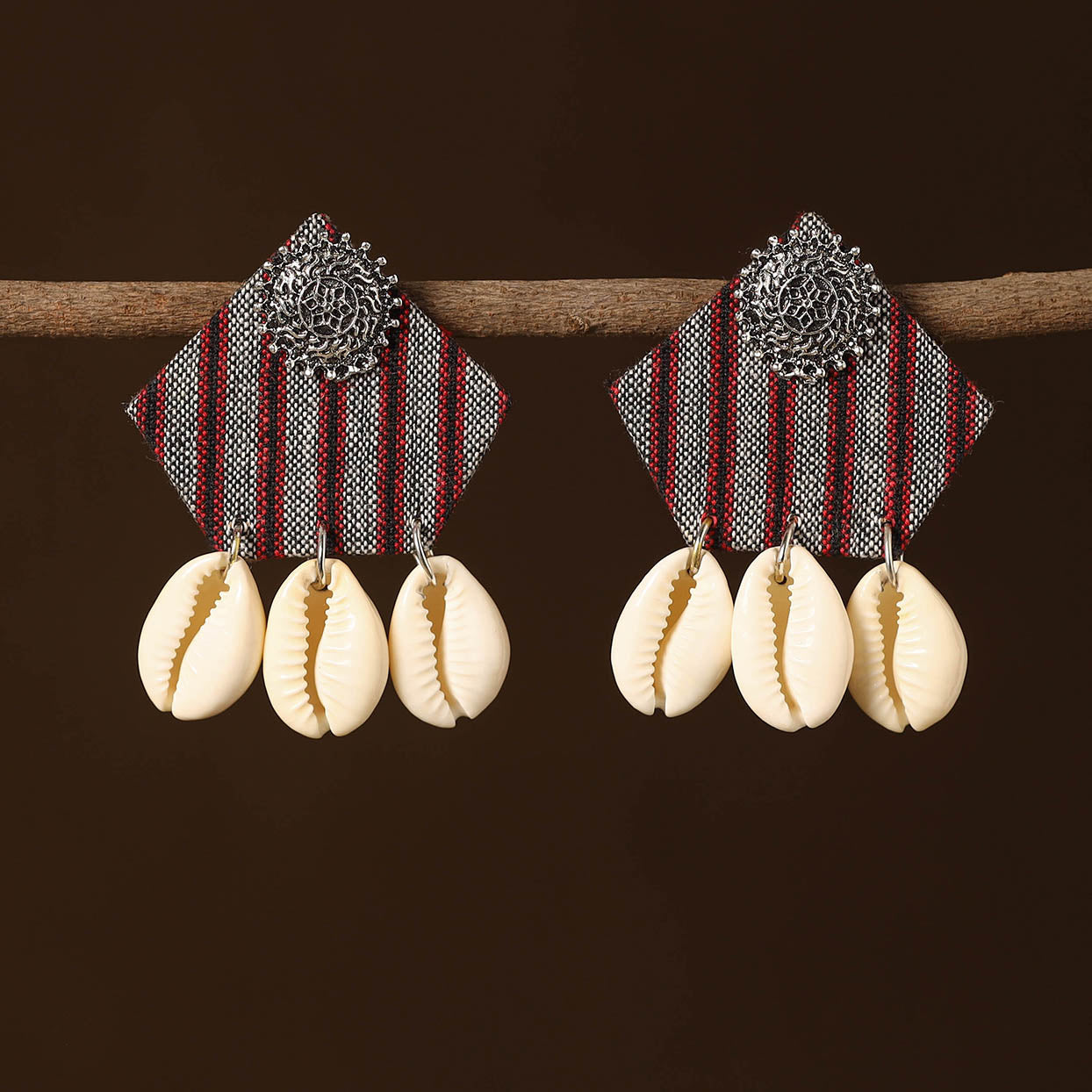 Multicolor - dhanya fabart shell work earrings - handcrafted