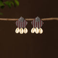 Multicolor - dhanya fabart shell work earrings - handcrafted