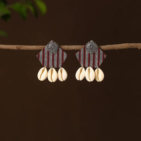 Multicolor - dhanya fabart shell work earrings - handcrafted