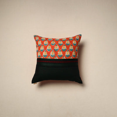 Dharwad & sanganeri patch cotton cushion cover 18