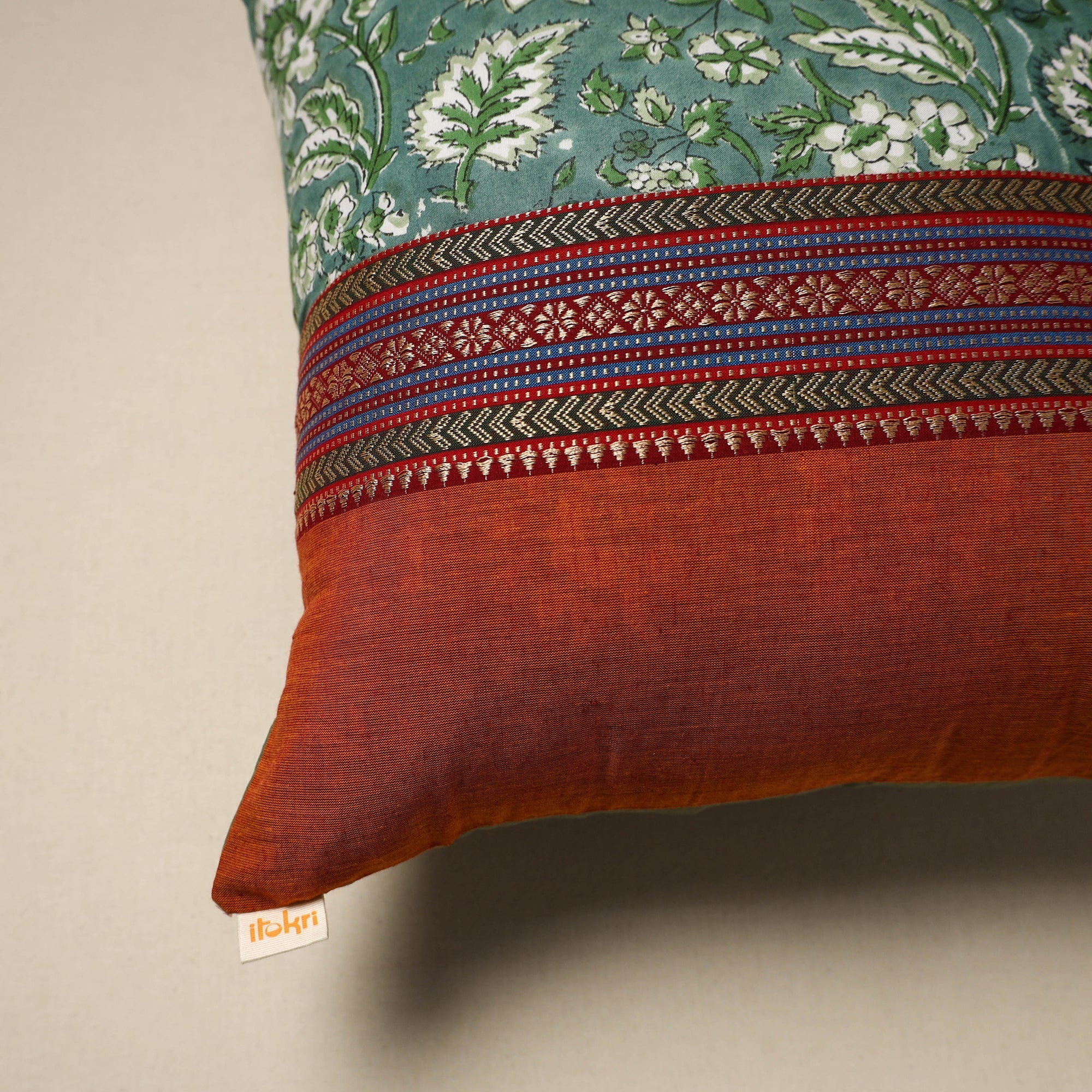 Dharwad & sanganeri patch cotton cushion cover 21