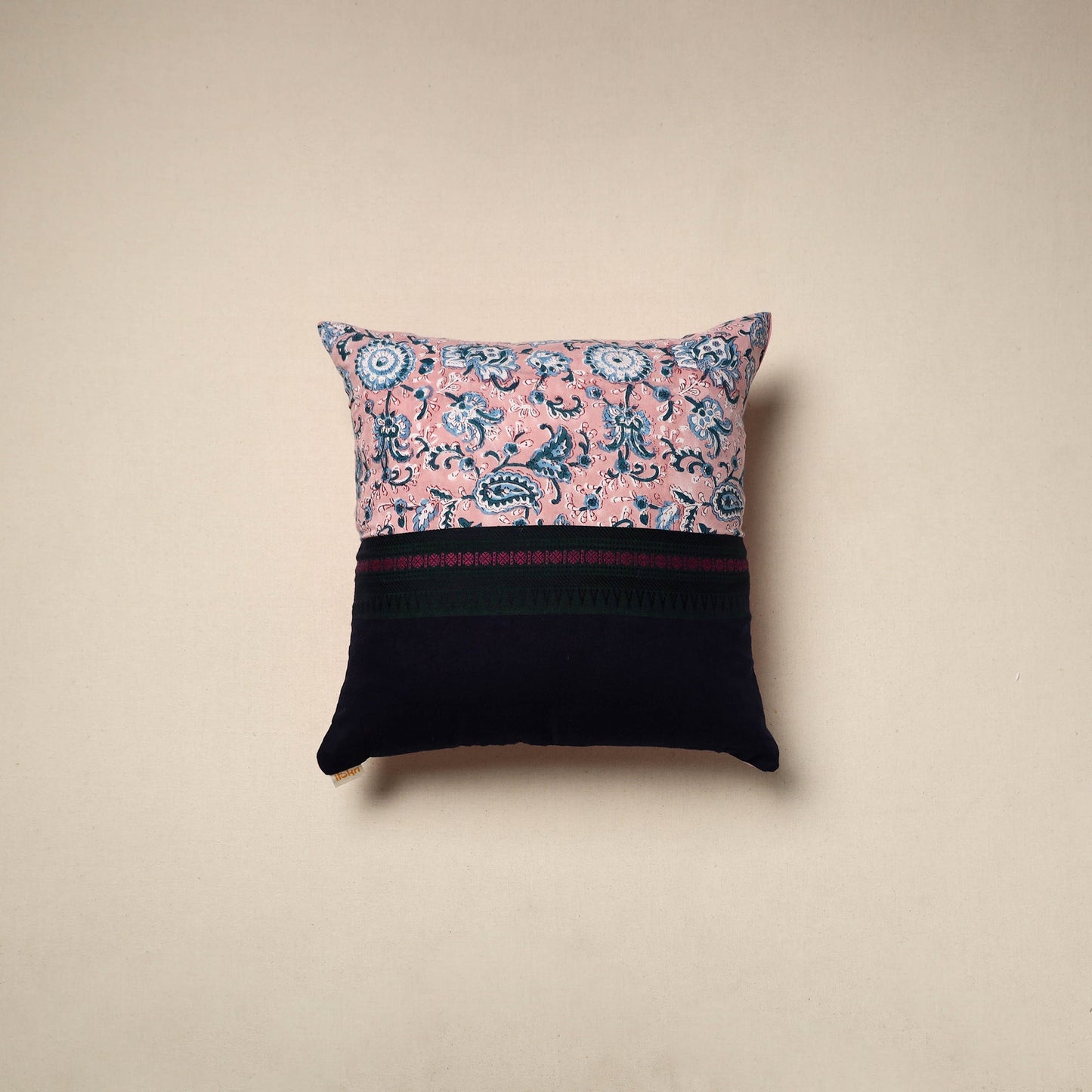Dharwad & sanganeri patch cotton cushion cover 25