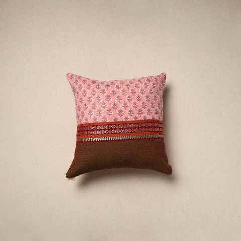 Dharwad & sanganeri patch cotton cushion cover 26