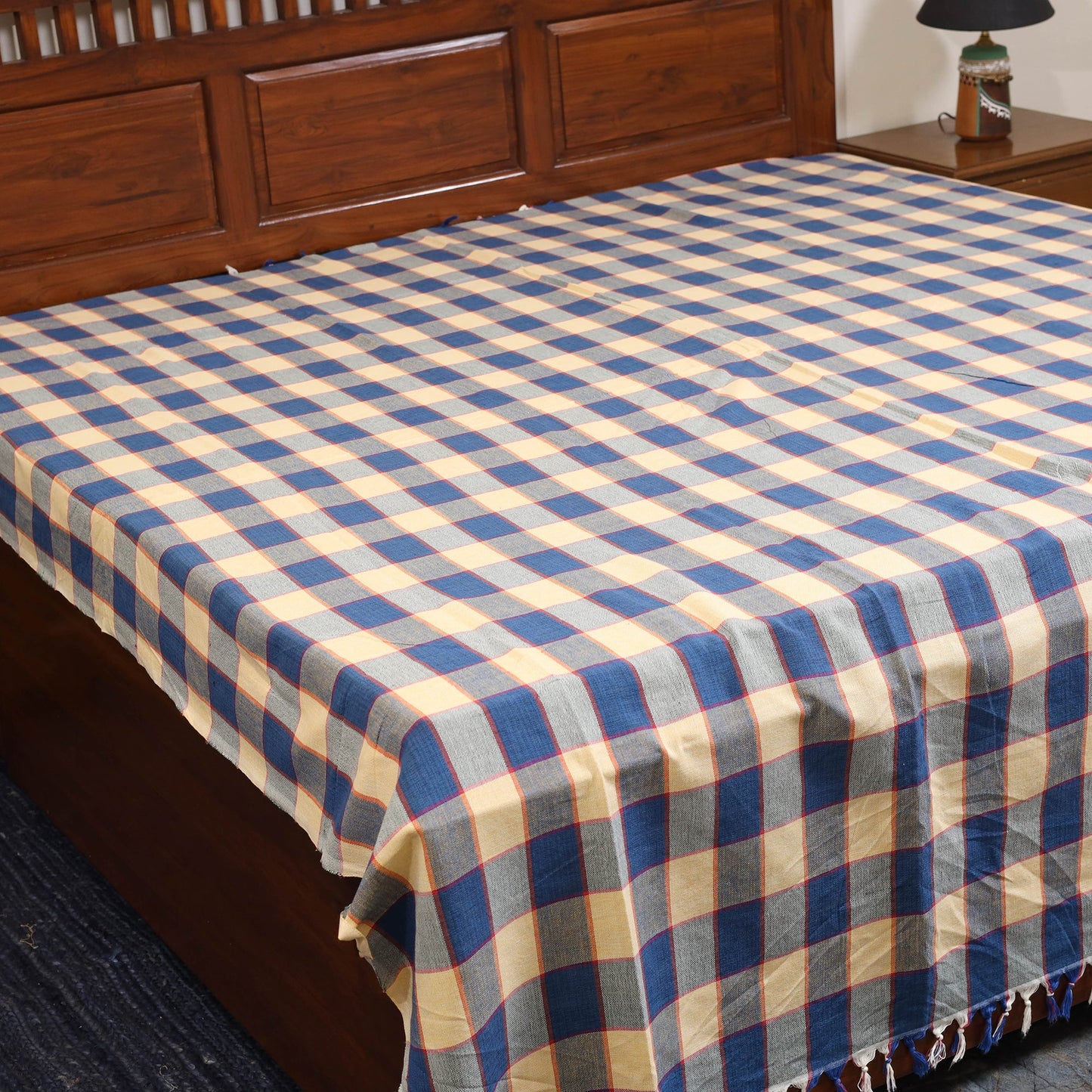 Multicolor - double handloom cotton bed sheet (108 x 90 in)